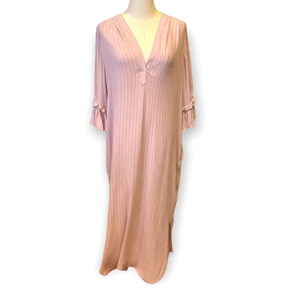 & Other Stories Stockholm Atelier Blush Colored Maxi Shirt Dress 10